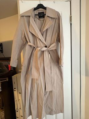 NWT Zara Long Khaki Belted Trench Coat
